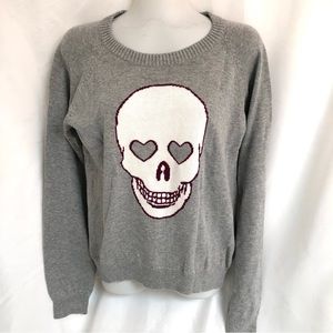 AEROPOSTALE Gray Cotton Skull Sweater
